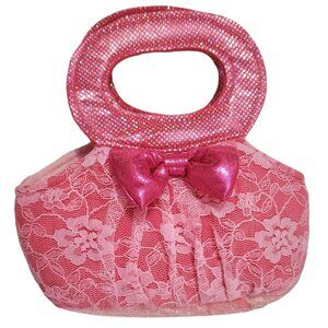 Aurora Girls Fancy Pet Purse Plush Pink Lace Kids Dress Up Handbag Toy